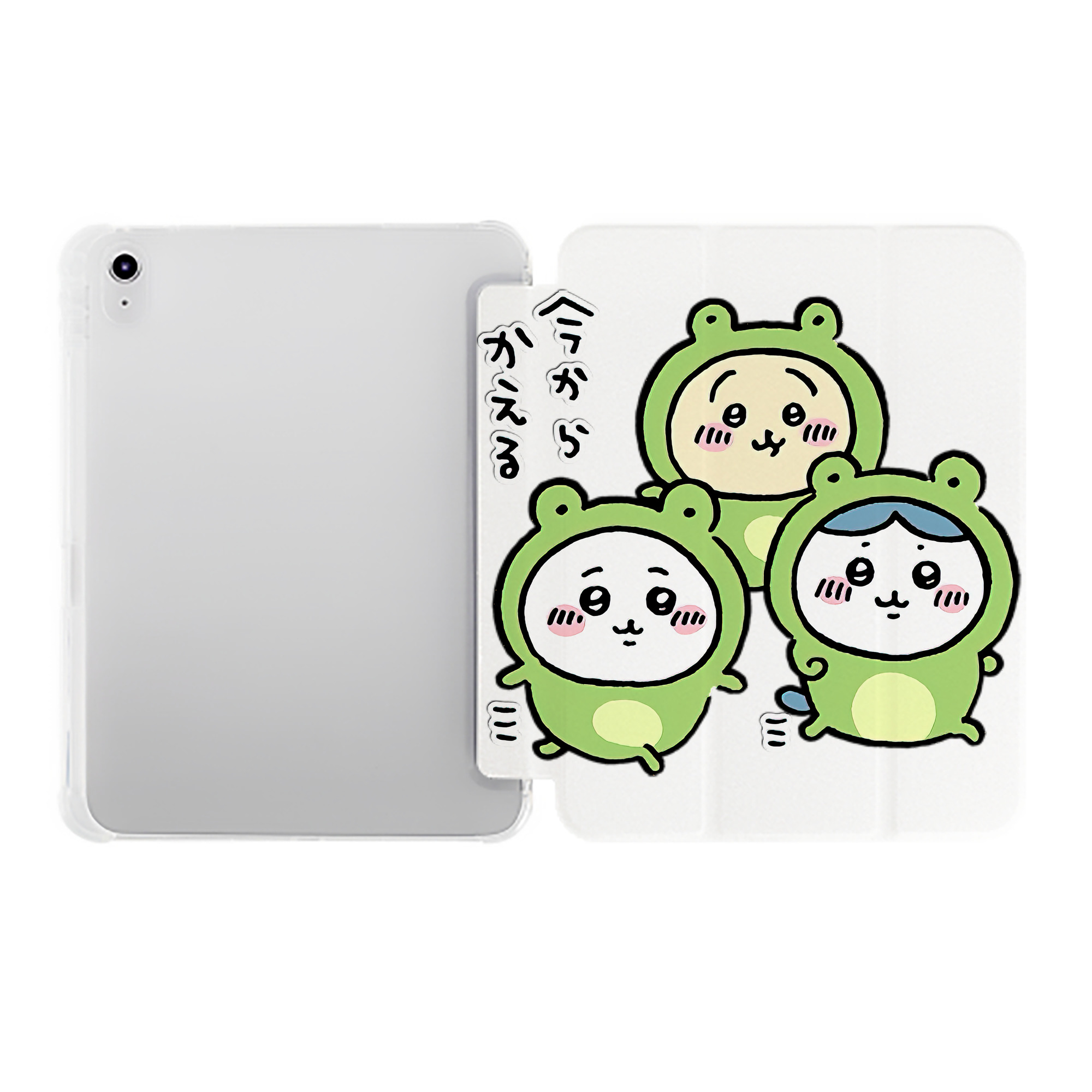 （画像用） ちいかわ ハチワレ Chii-kawa hachiware IPad ケース ペン収納付き 三つ折りスタンド PUレザー×シリコン 対応機種9.5/10.5/10.9インチ